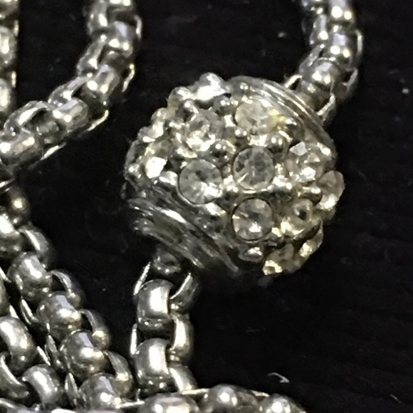 Silver Tone Chains with Rhinestone Disco Balls - Picture 4 of 15